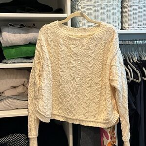 We The Free Cream Cable Knit Sweater